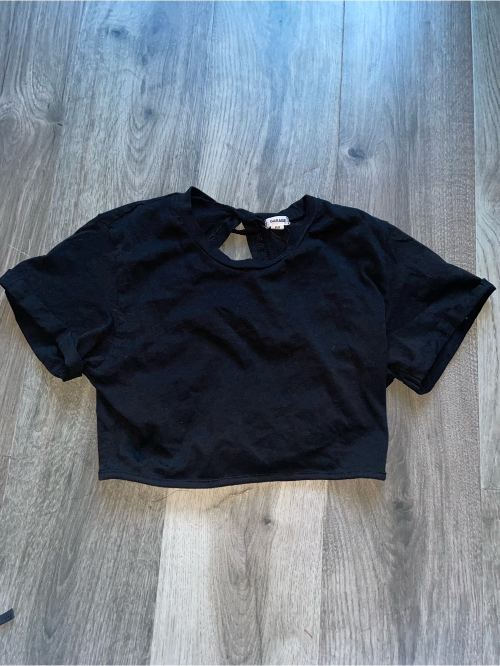 Garage Black Cropped Tee - Women's Short Sleeve Top